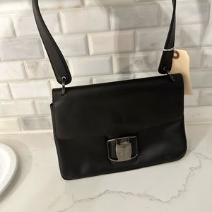 Vintage Ferragamo Black Shoulder Bag